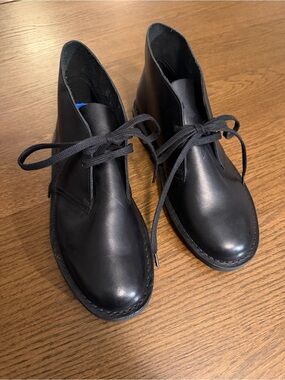 Clarks Black Leather Chukka Boots